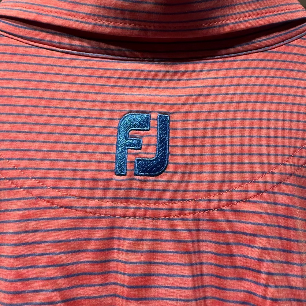 FootJoy Golf Polo Shirt Mens Size L Pink Blue Striped Embroidered Logo - Picture 5 of 5